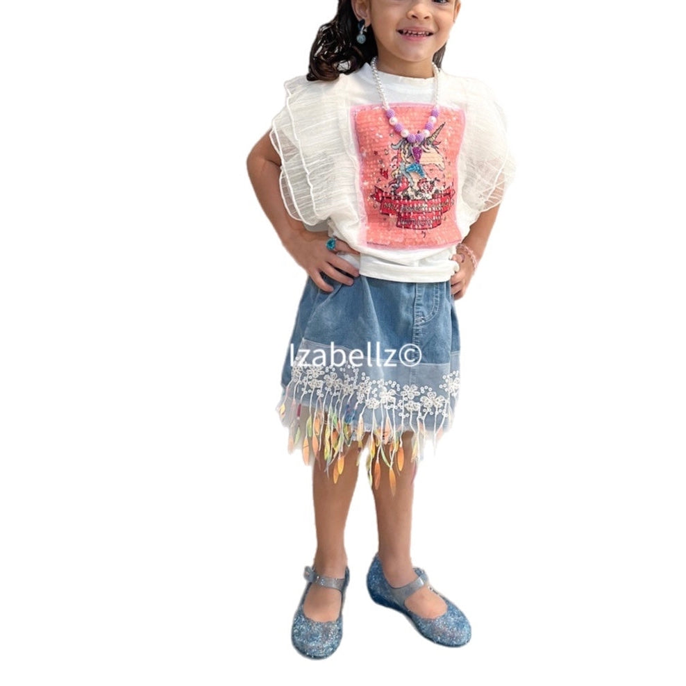 Girls Pony Shirt and Skirt Set