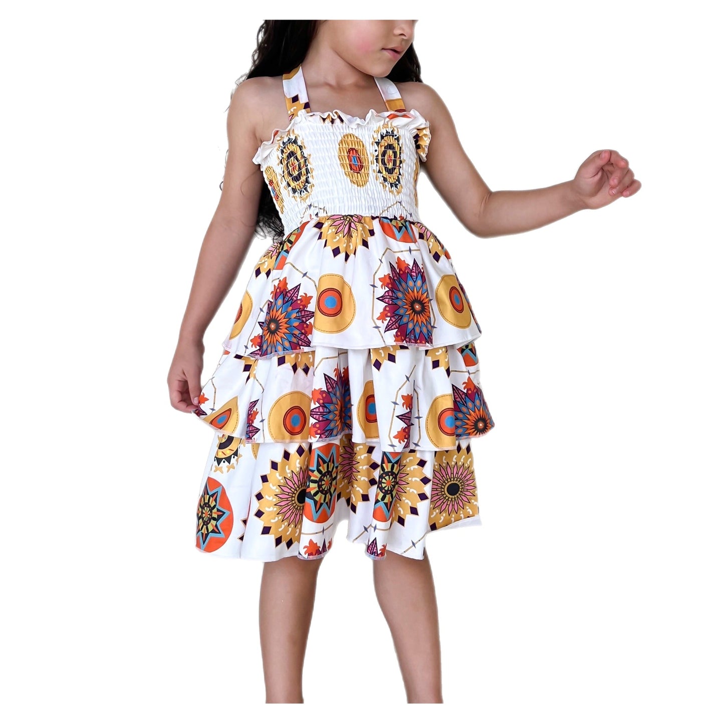 Girls' Printed Spaghetti Strap Dress