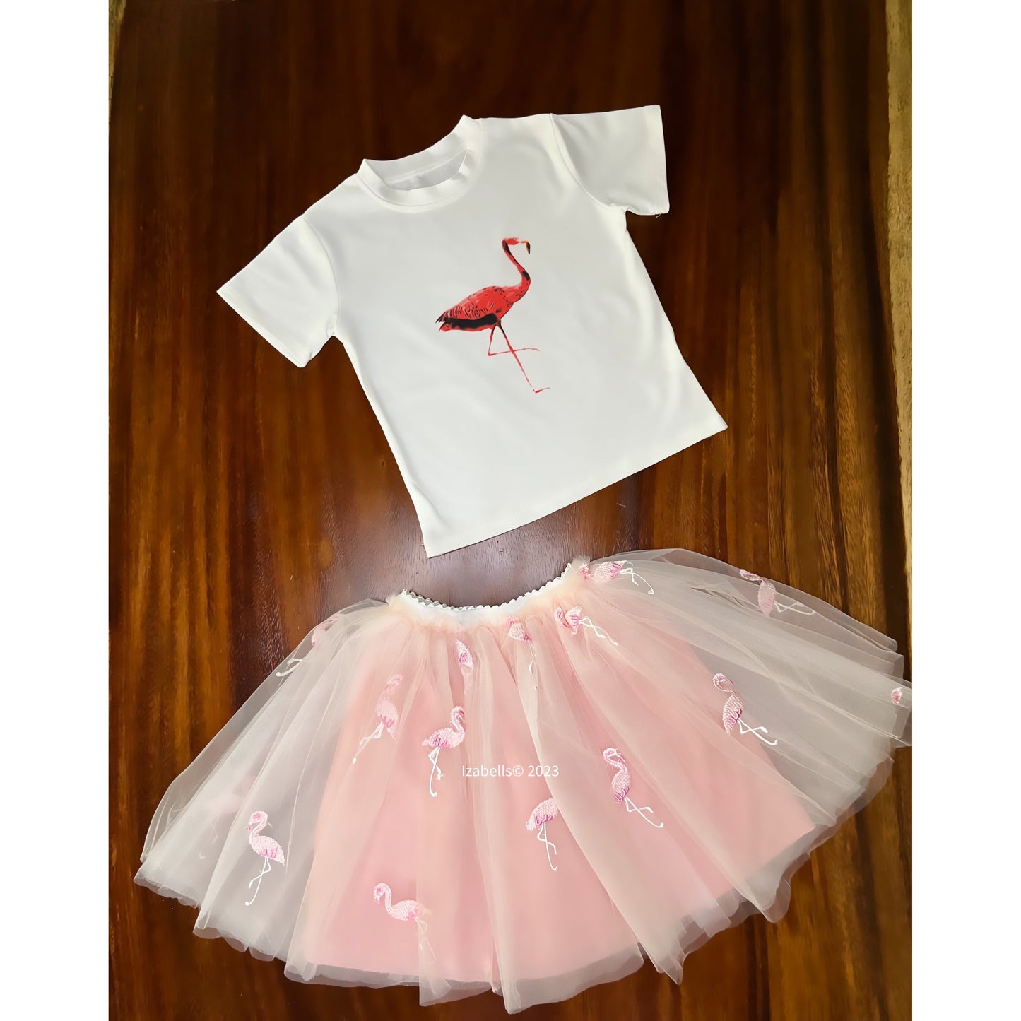 Flamingo Skirt and Shirt Outfit